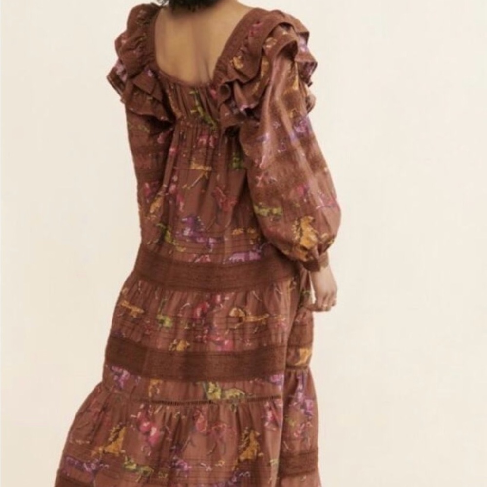 FARM Rio Brown Floral Ruffle-Sleeve Mini Dress - Picture 4 of 6
